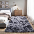 KICHOWUA Thick Area Rug Dark Grey Fluffy 4x6 by KICHOWUA