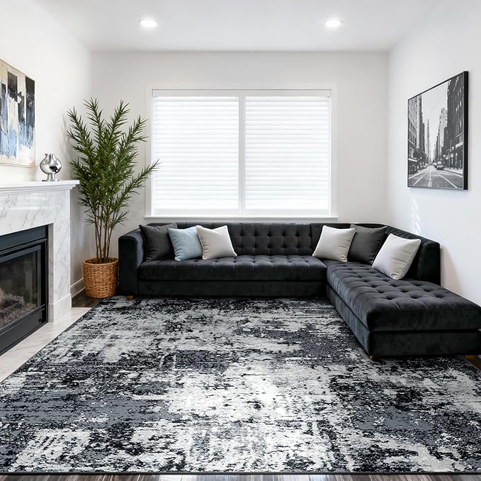 RELEANY Washable Area Rugs 10'x14' Non-Slip Modern Abstract Soft by RELEANY