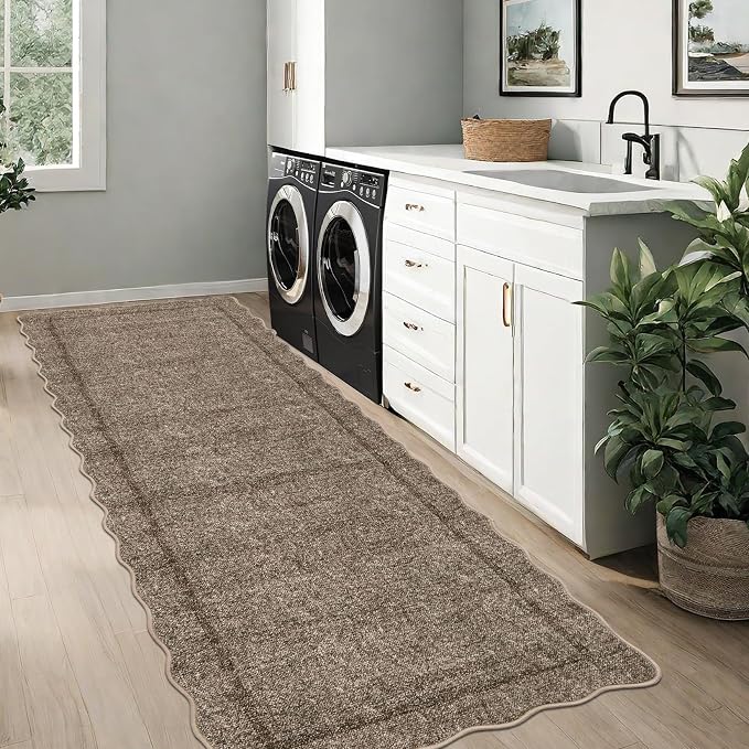 GarveeHome Scalloped Washable Runner Rug 2x8 Runner Modern Non Slip Kitchen - Image 4