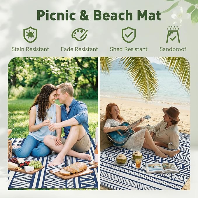 MontVoo Outdoor Rug Carpet Waterproof 6x9 Outdoor Patio Rug Mat Reverisble - Image 5