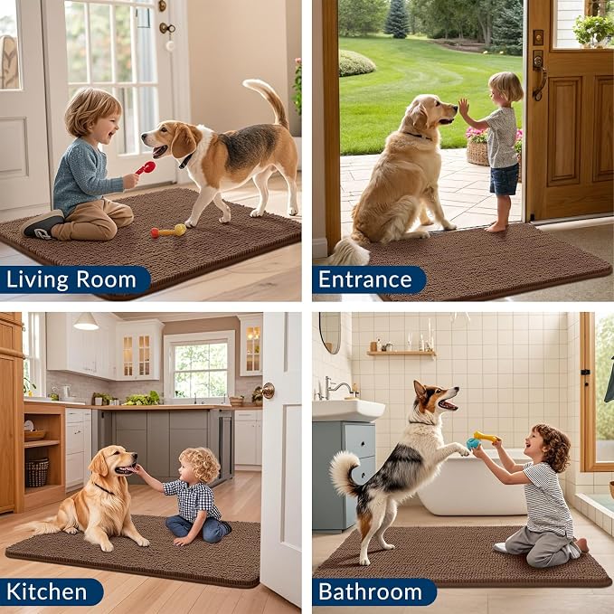 Smiry Dog Door Mat for Muddy Paws 59x24, Absorbent Dirt Trapper, Non-Slip - Image 7