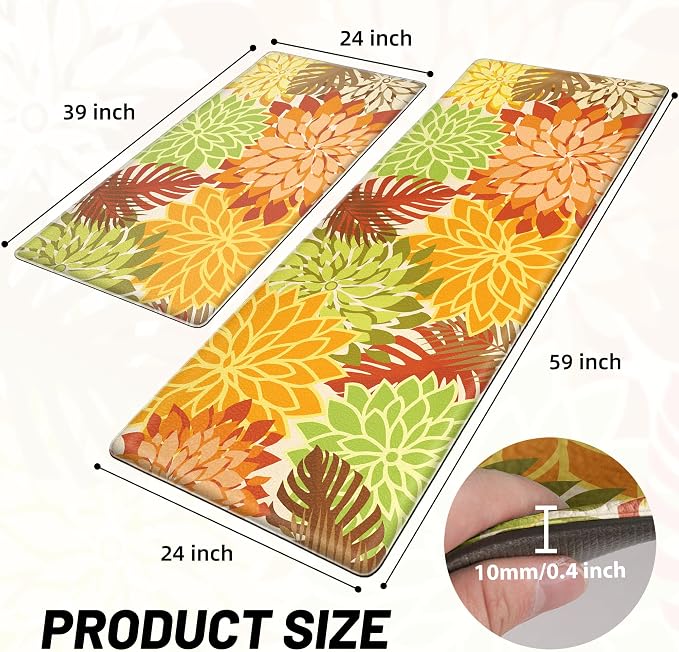 Arenarug Kitchen Mats for Floor 2PCS Cushioned Anti Fatigue Kitchen Mats - Image 2