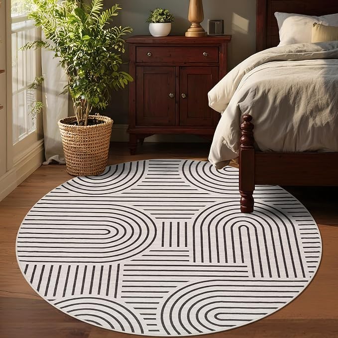 Washable Rug 6ft Area Rugs for Living Room, Abstract Rug for Bedroom, Soft - Image 3