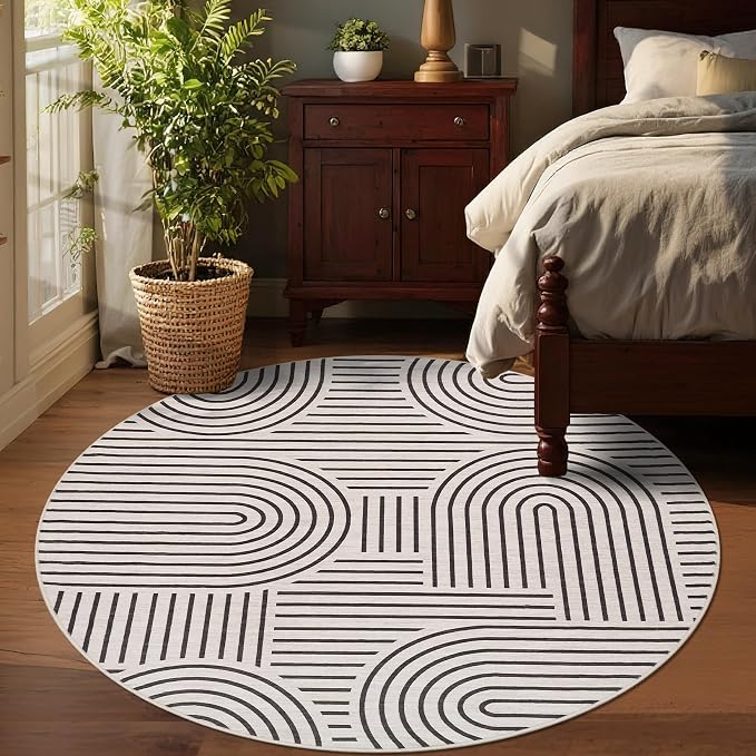 Washable Rug 4ft Area Rugs for Living Room, Abstract Rug for Bedroom, Soft - Image 2