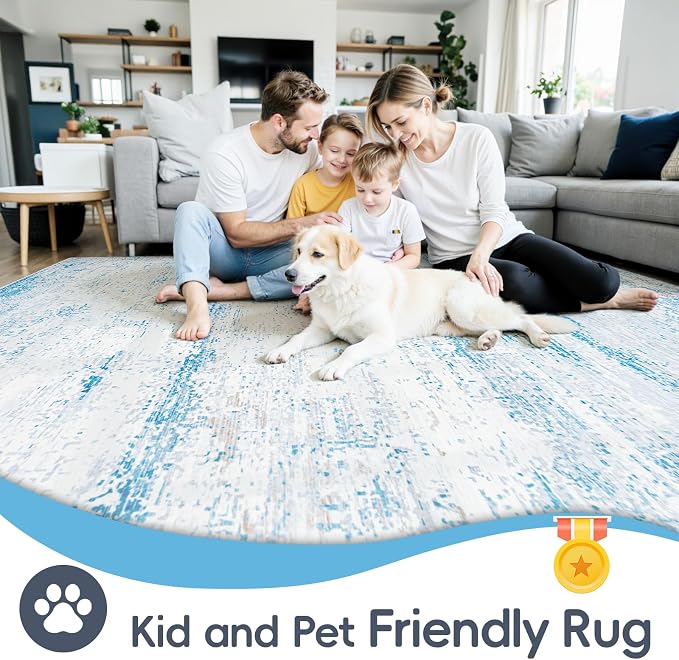 10x12 Area Rugs Washable Rug: Anti-Skid Abstract Modern Living Room Rug Soft - Image 4