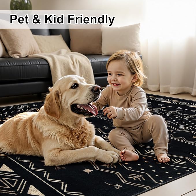 SERISSA 2x3 Rugs for Entryway, Washable Non-Slip Black Gold Grad Small Area Rug - Image 7