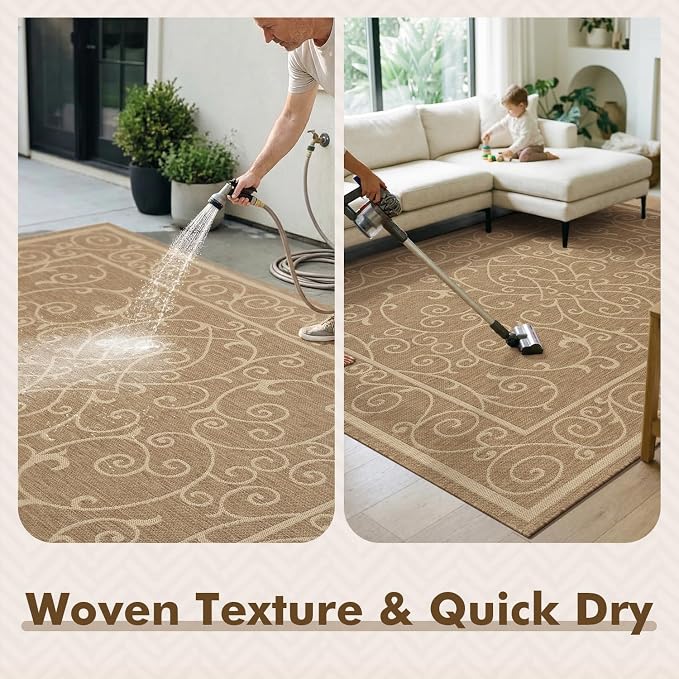 MontVoo-Outdoor Rug-Patio Rug 6x9 ft Polypropylene Indoor Outdoor Rugs Outdoor - Image 4
