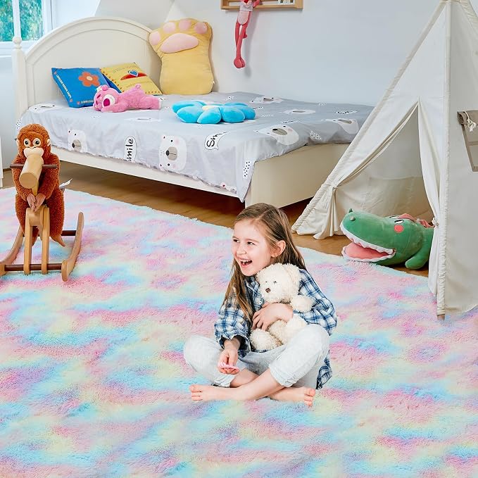 Ultra Soft Rug for Living Room, 8X10 Fluffy Shag Area Rug for Bedroom, Modern - Image 4