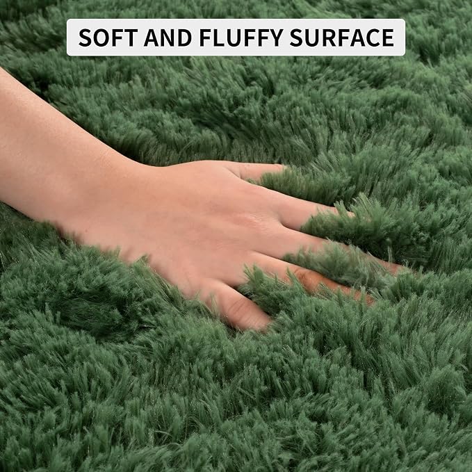Tepook Fluffy Dark Green Rugs for Living Room Bedroom, 5x8 Soft Area Rug Forest - Image 7