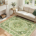 RELEANY Area Rugs 4'x6' Washable Non-Slip, Floral Vintage Distress Medallion by RELEANY