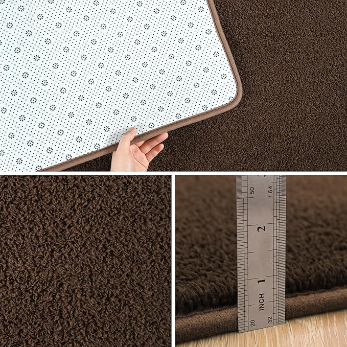 Pettop 6x9 ft Brown Area Rugs for Bedroom Living Room, Washable Memory Foam - Image 4
