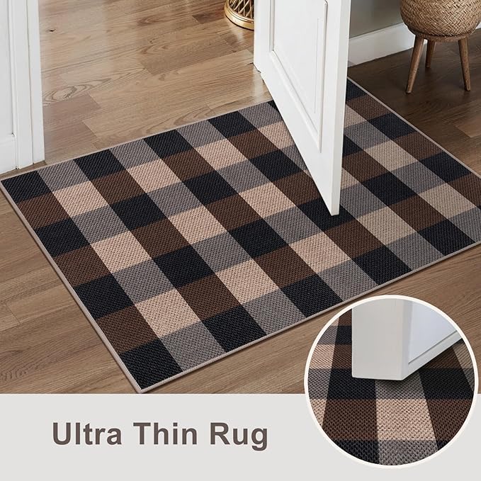 Tangsoo Checkered Easy Jute Rug, 2x3 Washable Ultra Thin Rug - Image 5