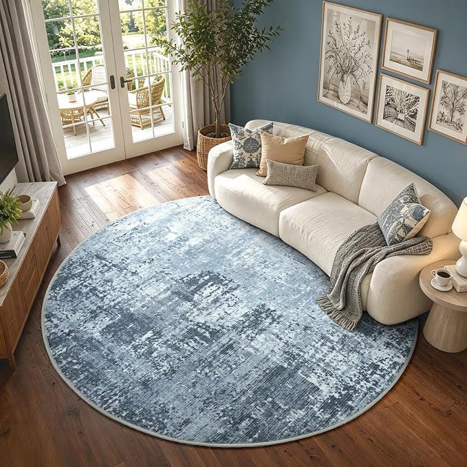 4Ft Round Area Rugs for Living Room, Soft Non-Slip Washable Rugs Modern - Image 2