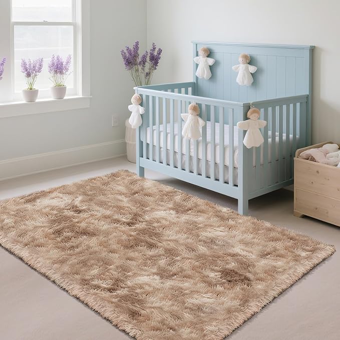 yongyangjuxin Fluffy Rug Shag Area Rug, Mottling Beige 6x9 Area Rugs - Image 3