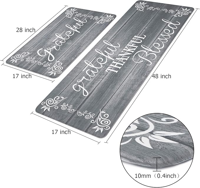 HEBE Anti Fatigue Kitchen Mat Set of 2 Non Slip Cushioned Kitchen Mats - Image 5
