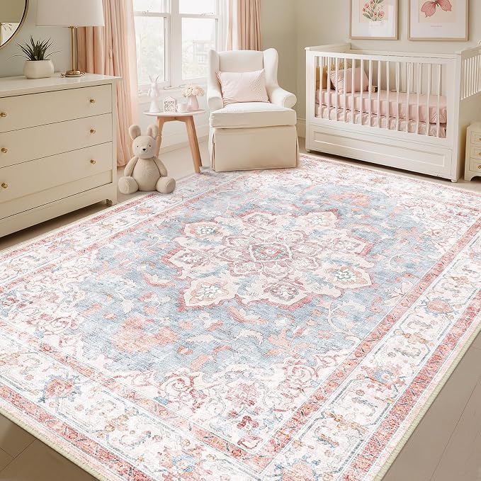 CAPALOCA Machine Washable Rugs Nursery Rug 8x10 Cute Girl Non Slip Low Pile - Image 3