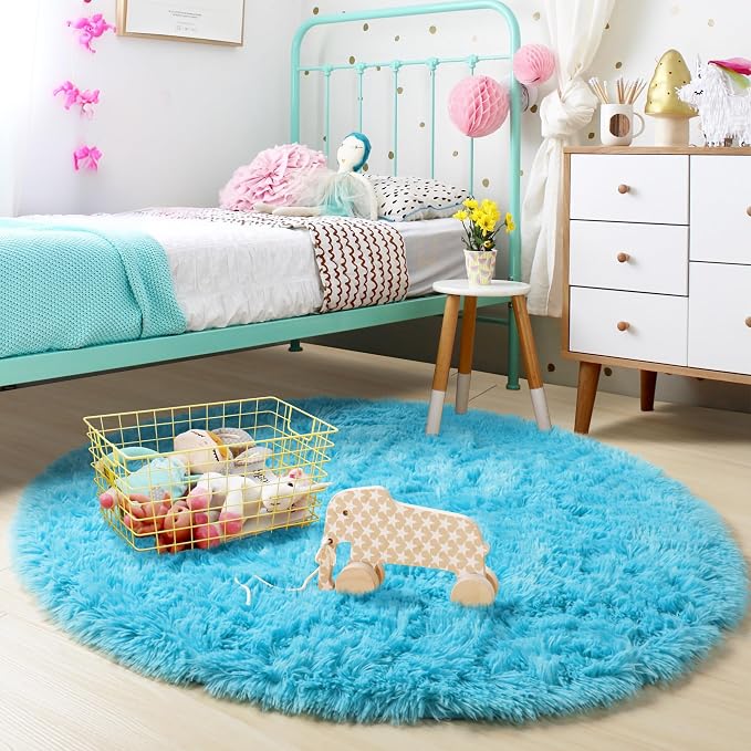 Amdrebio Blue Soft Round Rugs 4Ft - Image 3