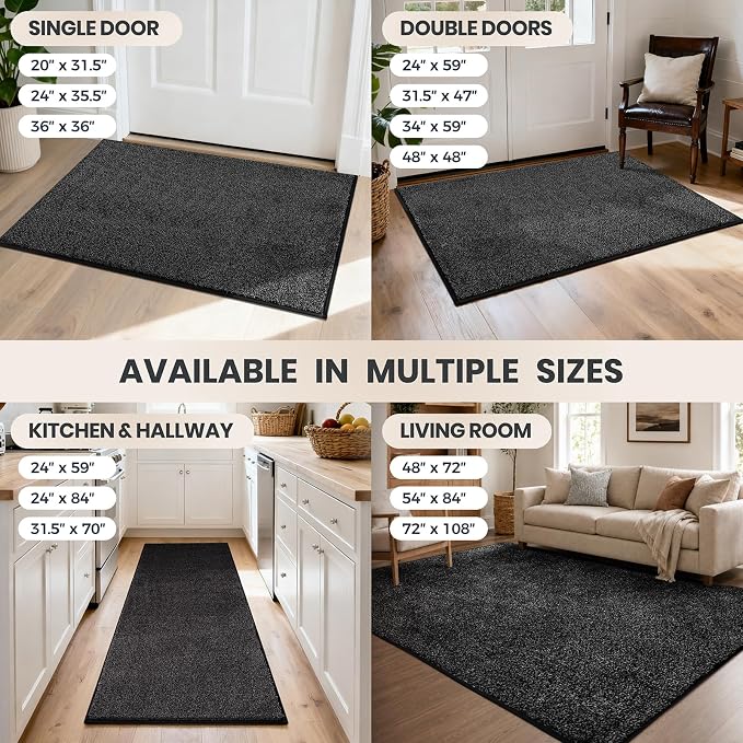 PURRUGS Dirt Trapping Door Mat 24" x 59", Non-Slip Machine Washable Entryway Rug - Image 9