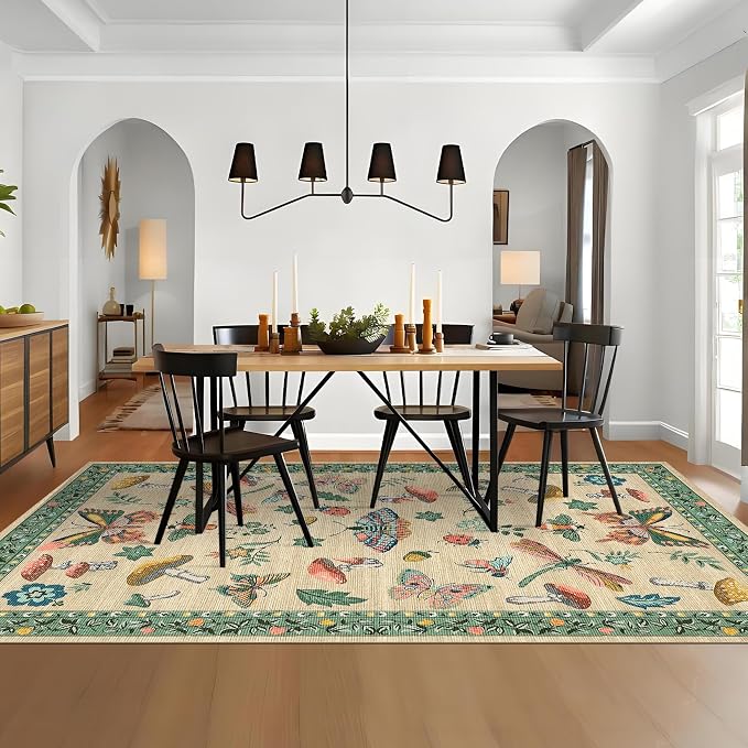 Mushroom 9x12 Rug for Living Room Non Slip Washable 9 X 12 Rug for Bedroom - Image 3