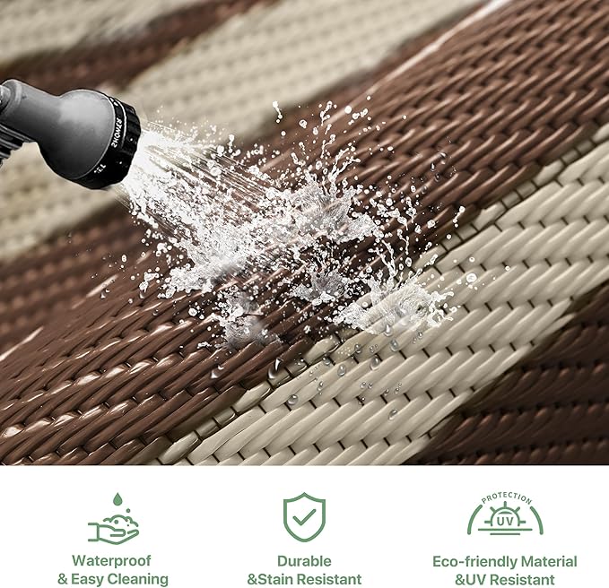 GENIMO Outdoor Rug Waterproof for Patio Decor, Outside Area Mat for Rv - Image 5