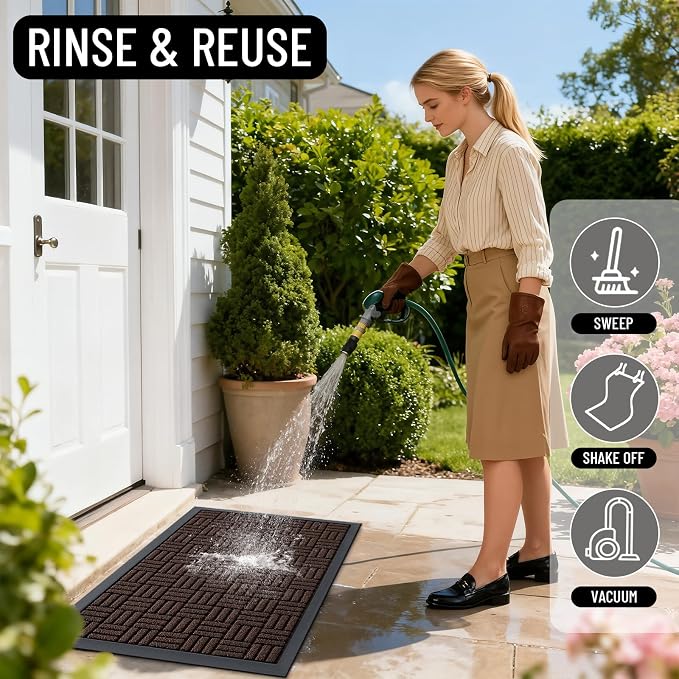 OLANLY Front Door Mat Outside Entrance 47x32, Heavy Duty Sturdy Natural Rubber - Image 8
