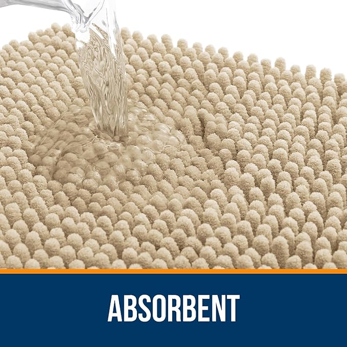 OLANLY Bathroom Rugs 32x20, Extra Soft Absorbent Chenille Bath Rugs, Rubber - Image 4
