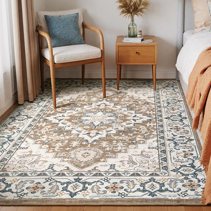 Lessymo Washable Area Rugs 6 x 9, Boho Area Rug Low Pile - Image 2