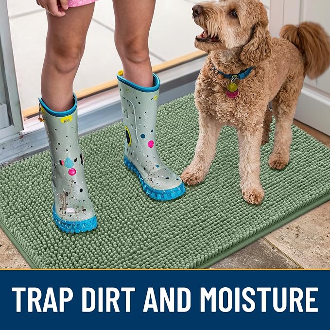 Smiry Dog Door Mat for Muddy Paws 30x20, Absorbent Dirt Trapper, Non-Slip - Image 3