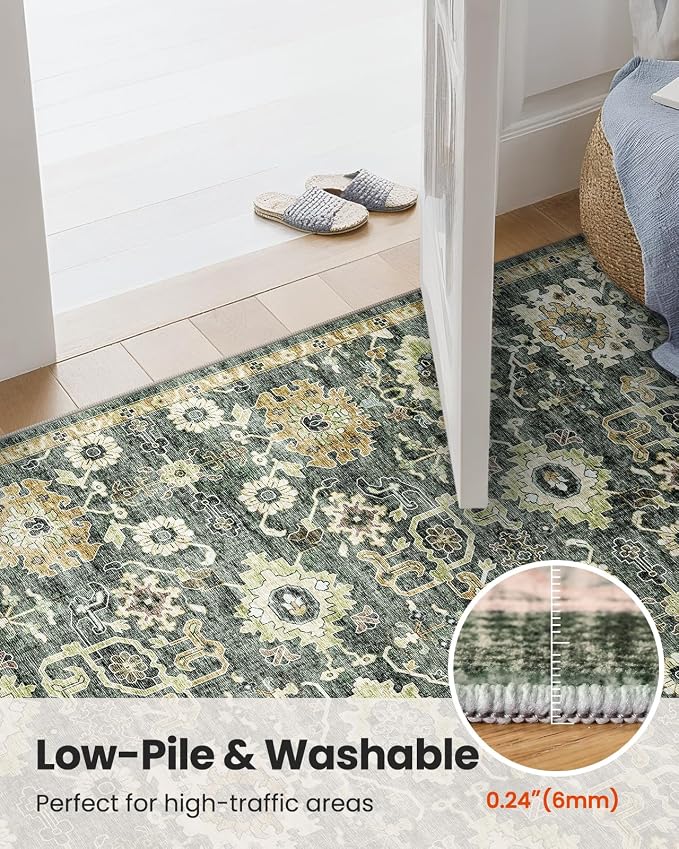 AMADA HOMEFURNISHING 9x12 Washable Area Rug, Low-Profile Large Area Rug - Image 8