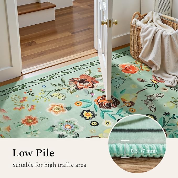 Rugflix 5x7 Washable Area Rug for Living Room, Soft Non Slip Low Pile Carpet - Image 4