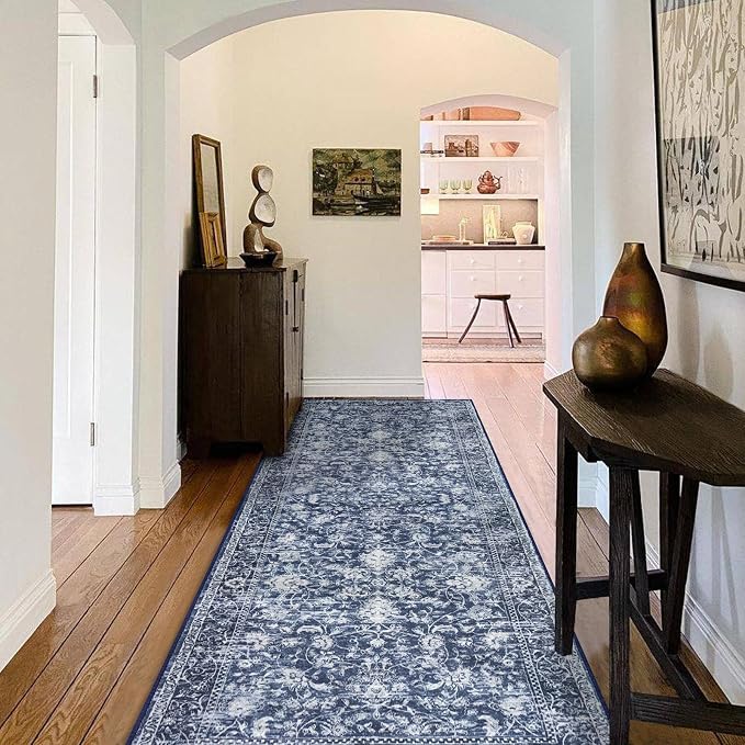 KILOCOCO Hallway Runner 2.6x8 Rug Runner Printed Vintage Floral Washable - Image 7