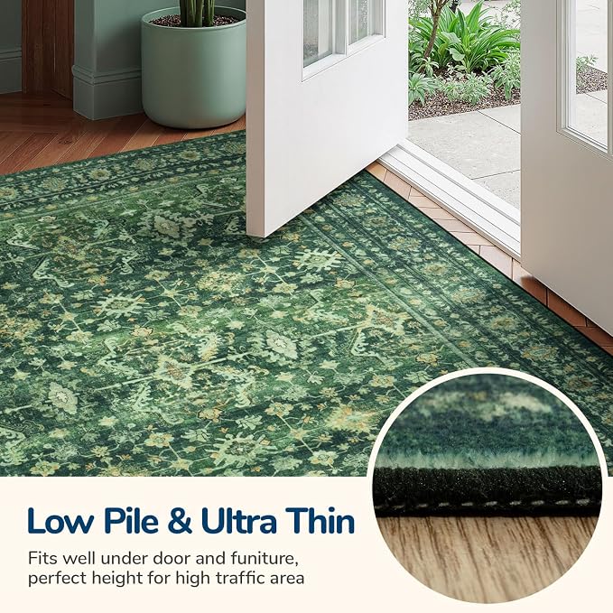 Lessymo Washable Area Rug for Living Room, 8x10 Green Large Rugs - Image 7