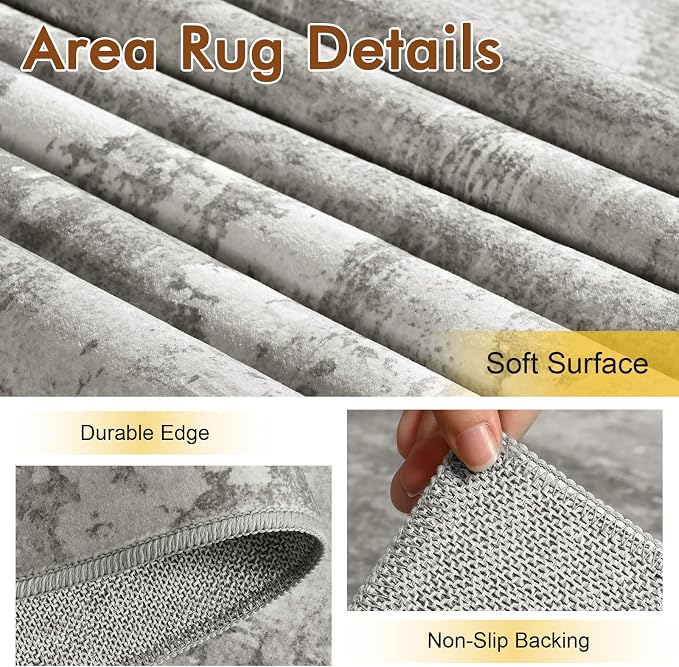 5x7 Ft Area Rugs for Living Room, Soft Non-Slip Washable Rugs Modern Abstract - Image 6