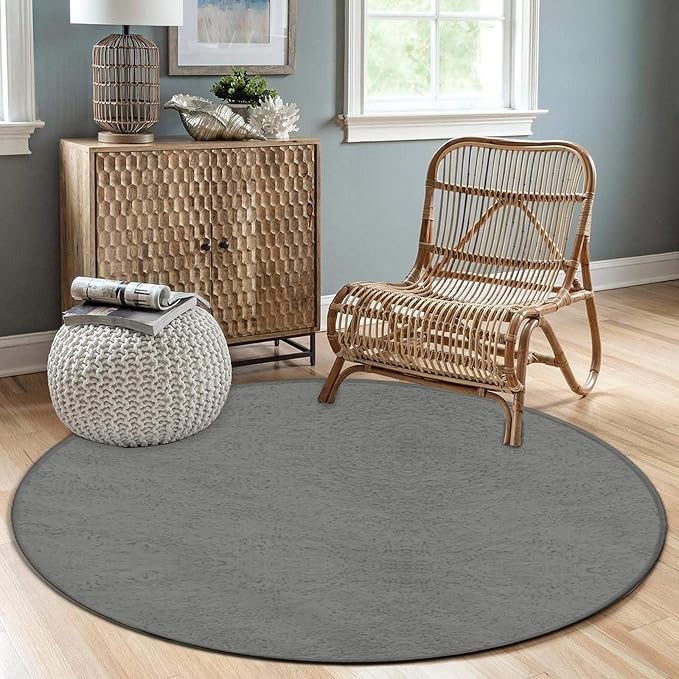 Machine Washable Modern Round Area Rug, Room Sofa Yoga Soft Round Carpet - Image 3