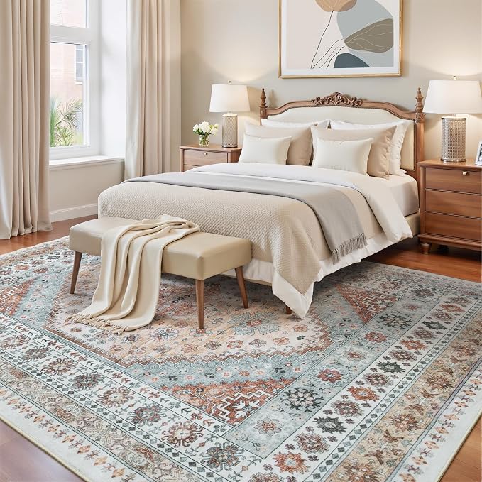 6x9 Washable Area Rugs, Large Living Room Rug, Vintage Boho Carpet, Non Slip & - Image 6