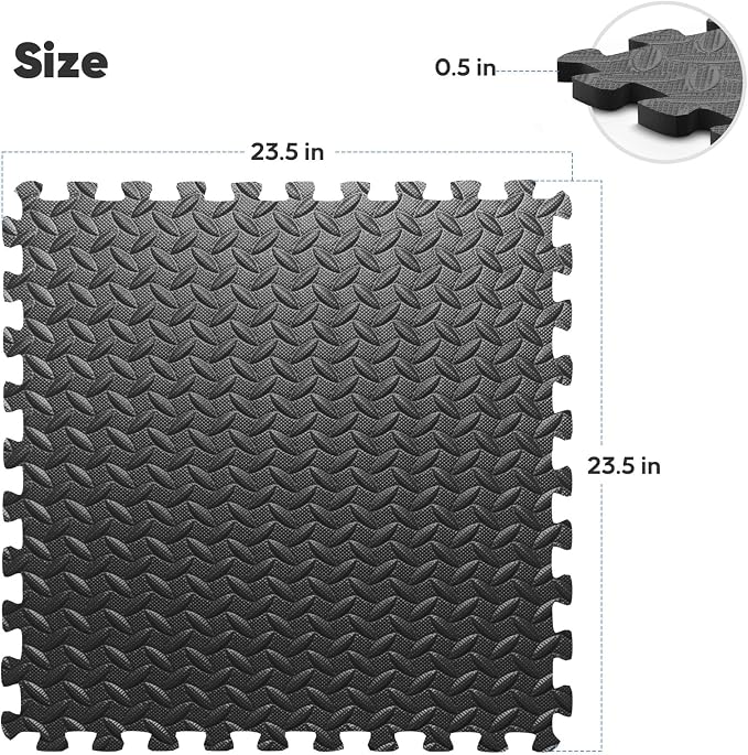24 Pack Home Gym Mat, Puzzle Exercise Mat, EVA Interlocking Foam Floor Tiles - Image 2