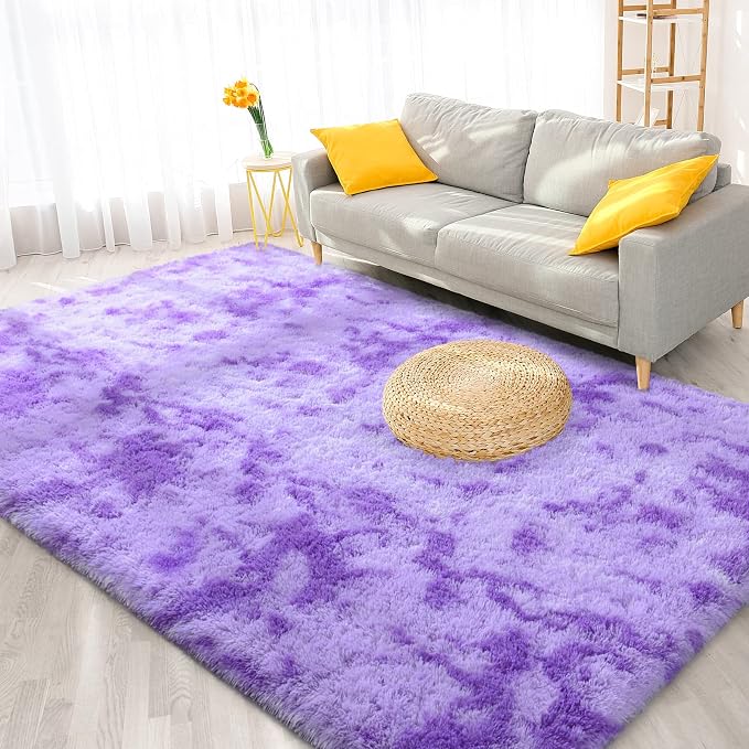 FlyDOIT Purple Tie-Dyed 9x12 Feet Large Rugs - Image 8