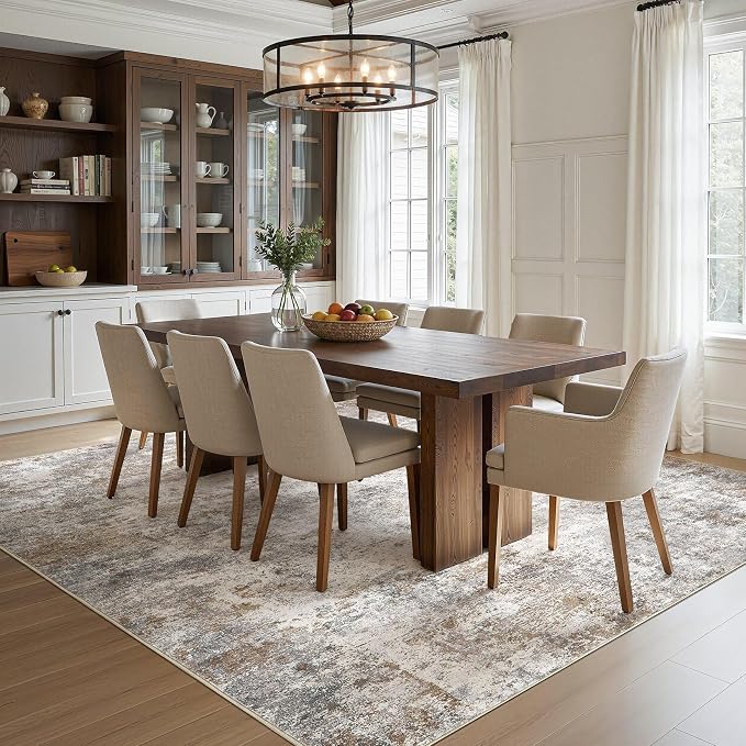UERMEI Square Area Rugs : Washable 10x10 Neutral Modern Abstract Carpet - Image 4