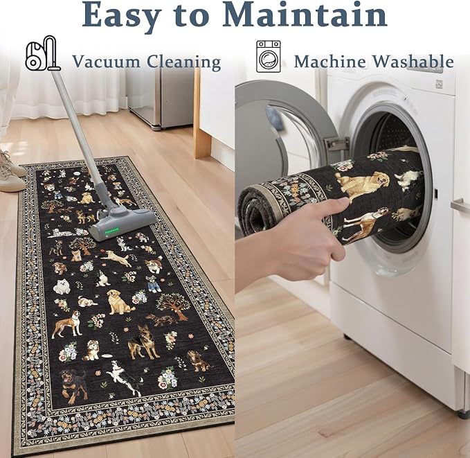 Black Dog Rug Runner for Hallways Kitchen Rug 2x6, Non Slip Washable Rugs - Image 6
