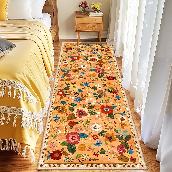 RELEANY Floral 2x10 Area Rugs Washable Print Boho Cute Carpet Non Slip Flower - Image 6