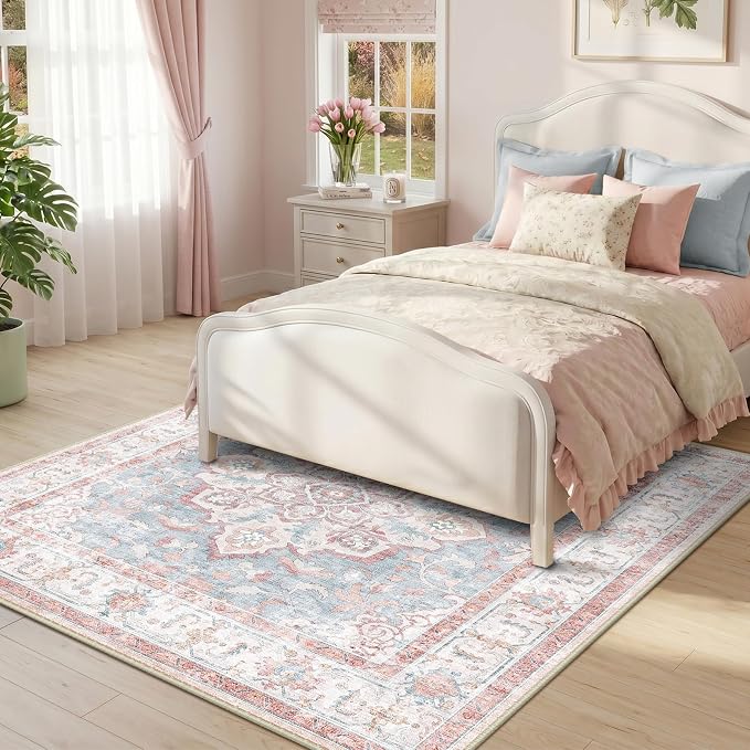 CAPALOCA Machine Washable Rugs Nursery Rug Sq4ft Cute Girl Non Slip Low Pile - Image 3