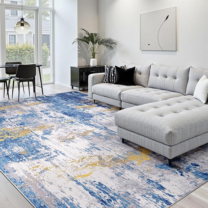 RELEANY Washable Area Rugs 10'x14' Non-Slip Modern Abstract Soft by RELEANY
