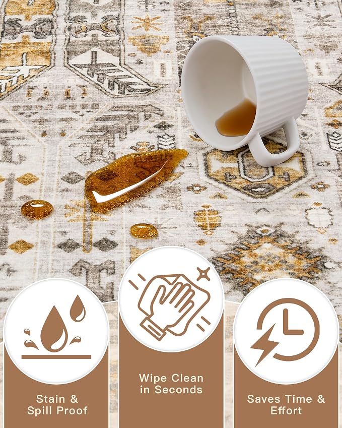 Madane Washable Area Rug 2x3, Small Entryway Rug Non-Slip Vintage Door Mat - Image 7