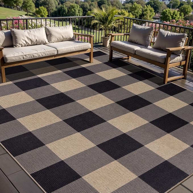 Tangsoo Checkered Easy Jute Rug 5x7 Large Washable Area Rug by Tangsoo