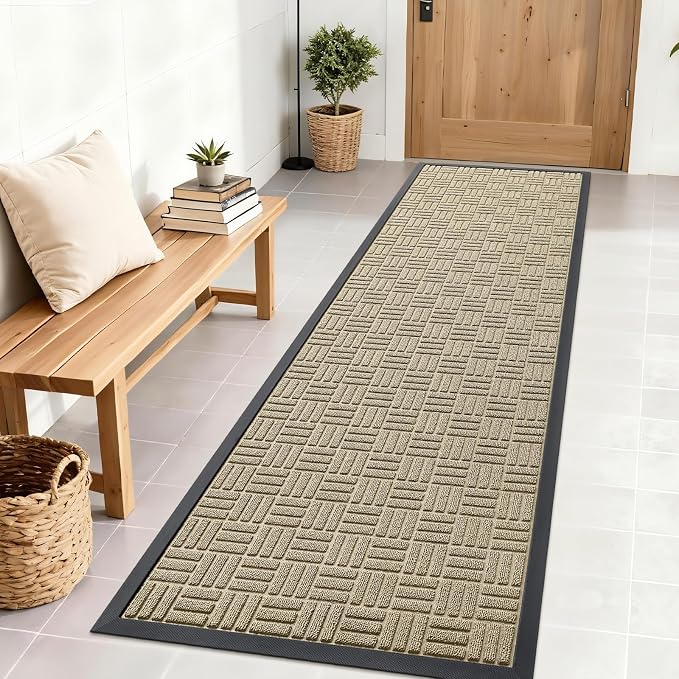 OLANLY Front Door Mat Outside Entrance 71x23, Heavy Duty Sturdy Natural Rubber by OLANLY
