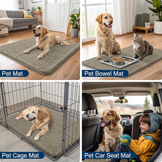 Smiry Dog Door Mat for Muddy Paws 36x24, Absorbent Dirt Trapper, Non-Slip - Image 6