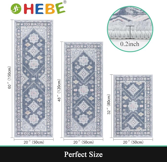 HEBE Boho Kitchen Rug Sets 3 Piece - Image 2