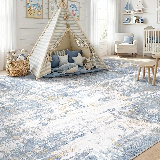 RELEANY Washable Area Rugs 9'x12' Non-Slip Modern Abstract Soft - Image 4