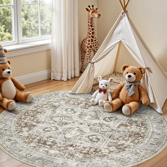 Tortania 7' Round Area Rug Living Room Rugs - Image 4