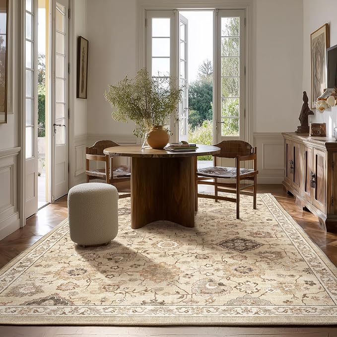 Machine Washable Rug for Living Room: 10x14 Area Rugs Boho Vintage Rug Stain - Image 5